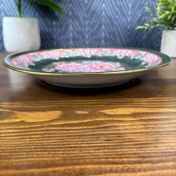 Vintage Famille Rose Style Plate Pink Peony & Grape Floral Charger for Wall - Picture 9 of 11